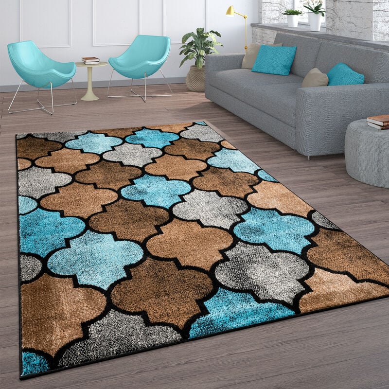 foto del prodotto tappeto vintage a pelo corto per soggiorno, marocchino, rombi, turchese marrone 60x100 cm, marrone 6 paco home