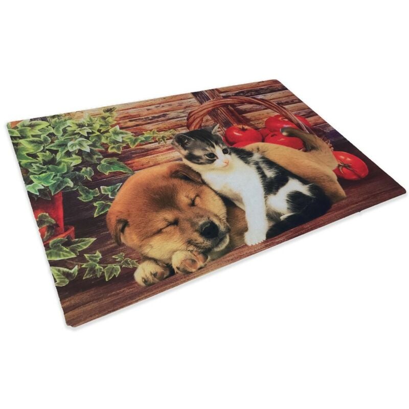 foto del prodotto tappeto zerbino digital friends cm.40x60 cane gatto cesto