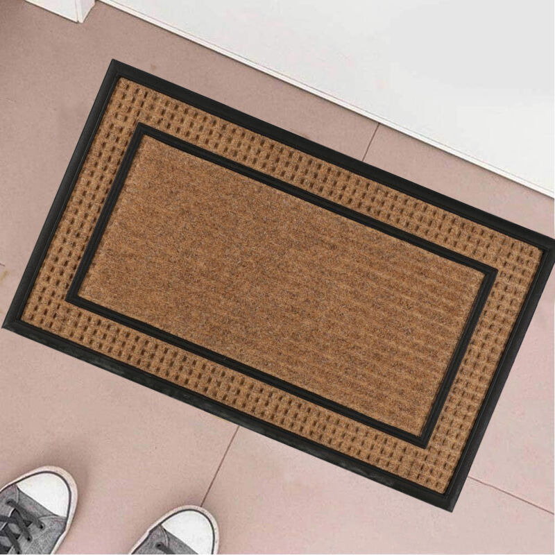 foto del prodotto tappeto zerbino rettangolare in fibra di cocco e gomma 45 x 75cm beige e marrone