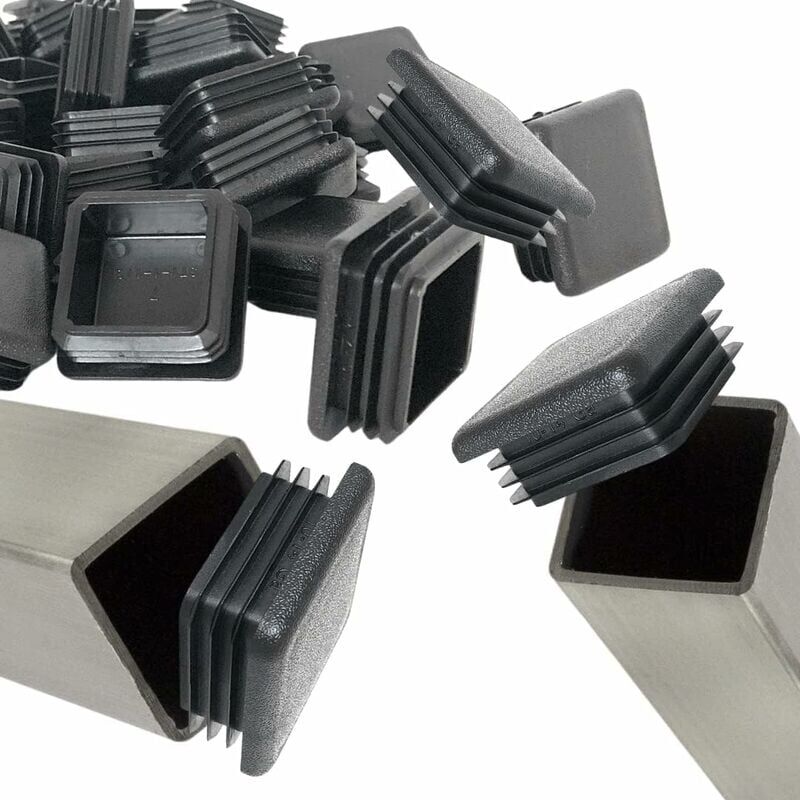 foto del prodotto tappi per tubi quadrati, tappo terminale per tubo quadrato 50 mm x 50 mm per gamba della sedia, tappi quadrati in plastica, 20 pezzi