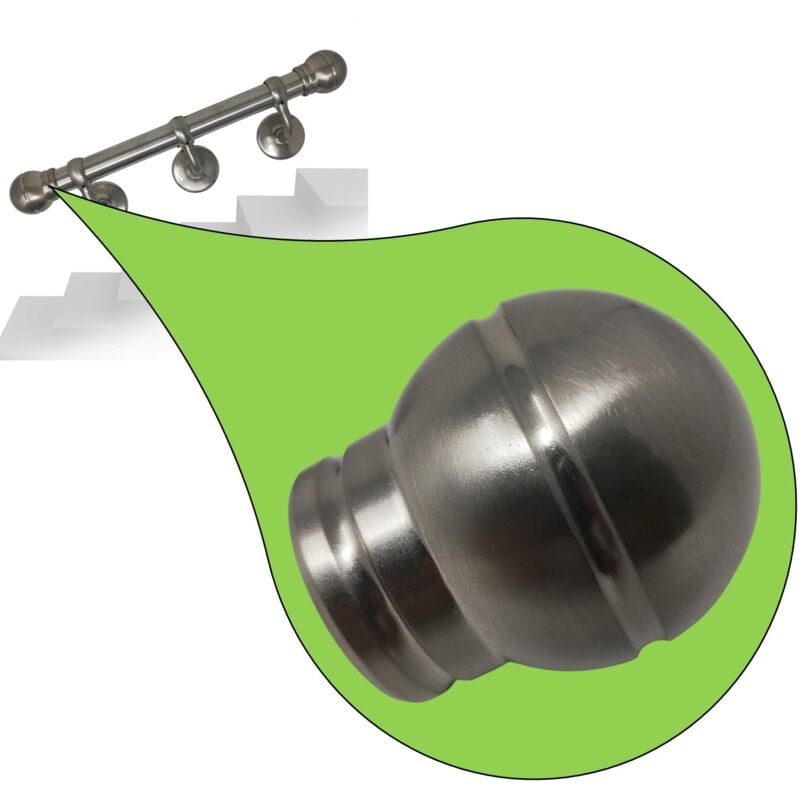 foto del prodotto tappi per tubo corrimano tappo finale a palla per tubo 32mm acciaio satinato
