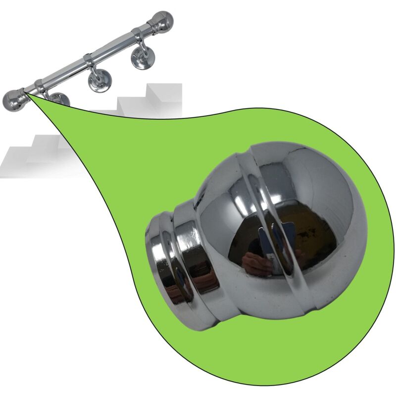 foto del prodotto tappi per tubo corrimano tappo finale a palla per tubo 32mm cromo