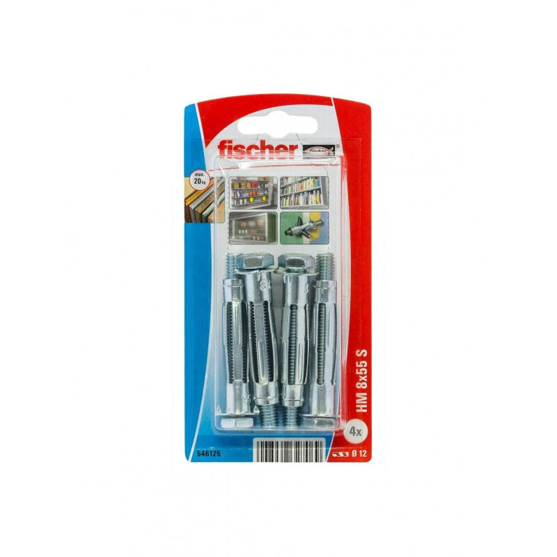 foto del prodotto tappo a muro in metallo hm 8x60 con vite m 8x60, 4 pezzi
