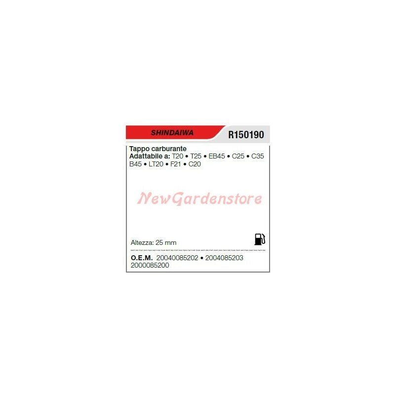foto del prodotto tappo carburante shindaiwa decespugliatore t20 t25 eb45 c25 r150190