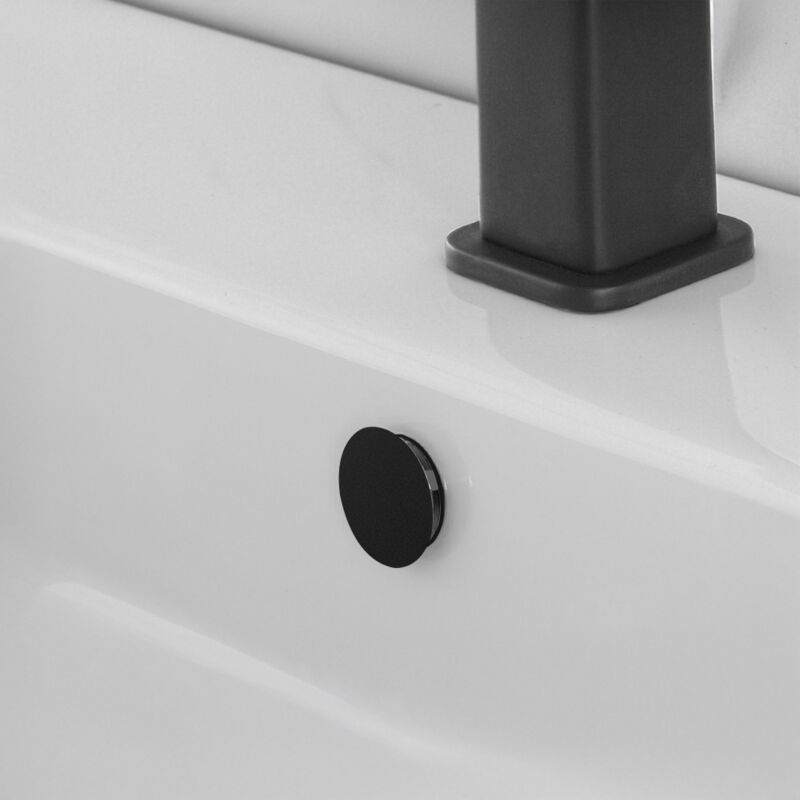 foto del prodotto tappo copriforo nero opaco troppo pieno lavabi e bidet da 24 o 28 mm
