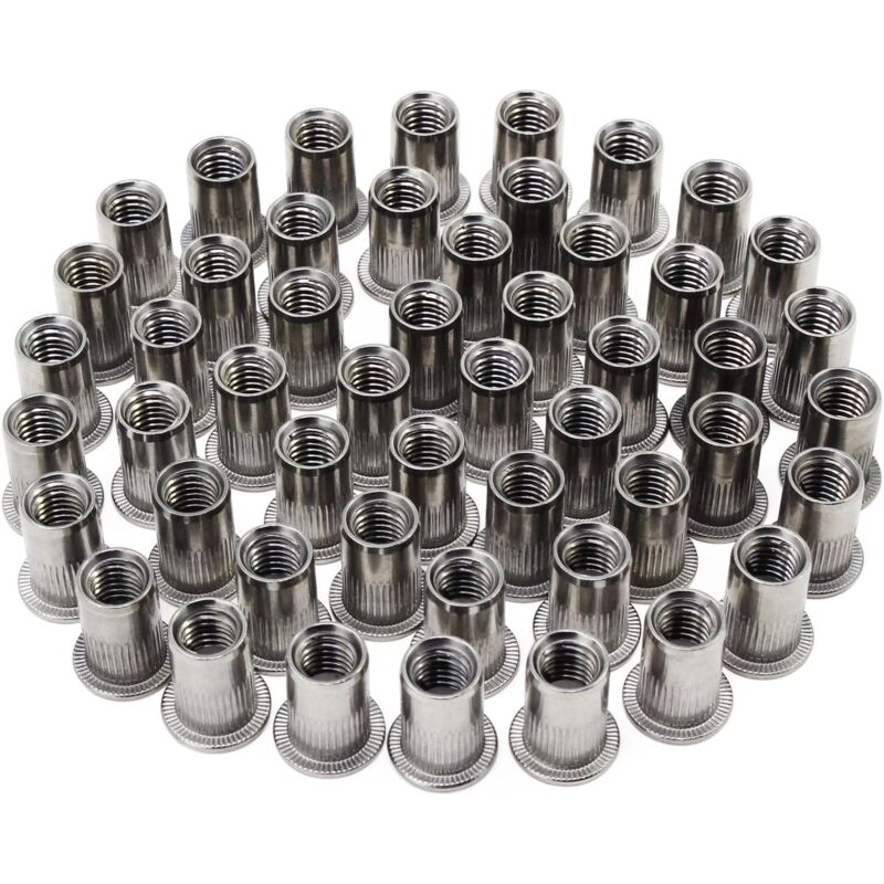 foto del prodotto tappo dado per rivetto dado per rivetto a testa piatta in acciaio inossidabile m8 da 100 pezzi dado per rivetto in acciaio inossidabile m8 100 pezzi 