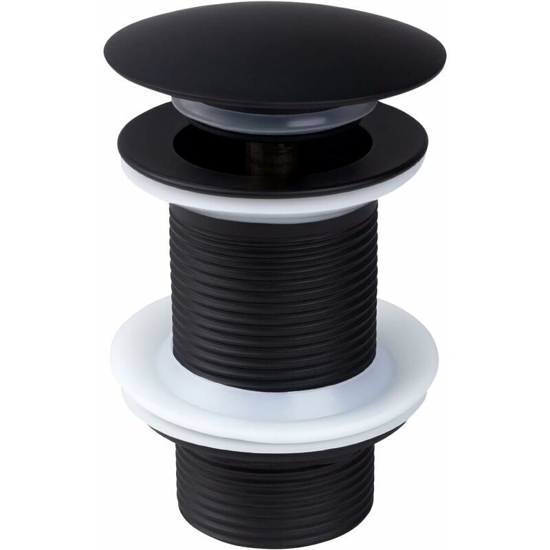 foto del prodotto tappo di scarico universale senza troppopieno tappo di scarico pop up nero tappo di scarico del lavandino