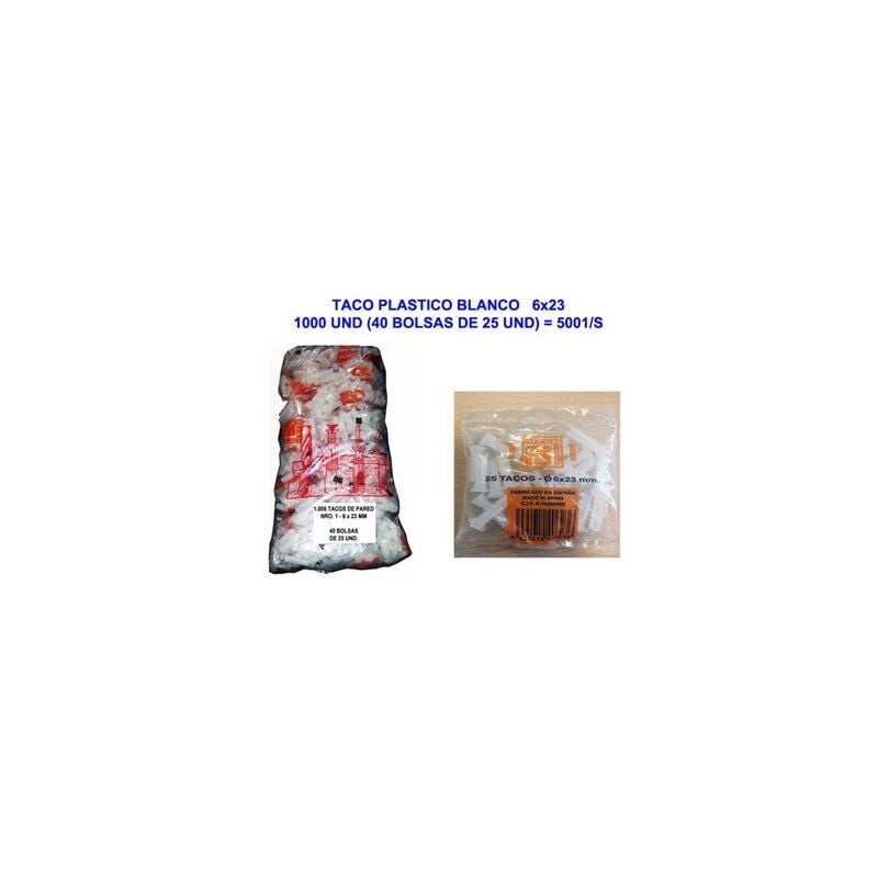 foto del prodotto tappo in plastica bianca 6x23 cm 1000 unit 40 sacchetti da 25 unit 5001 s