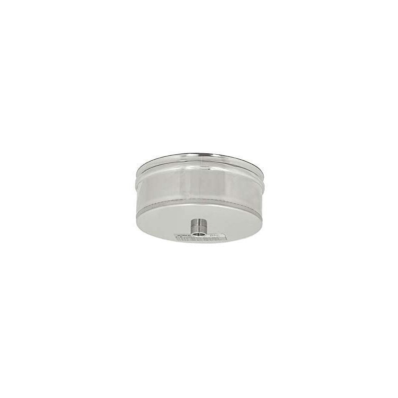 foto del prodotto tappo inox aisi 304 con spurgo scarico condensa innesto femmina, diametro 150mm
