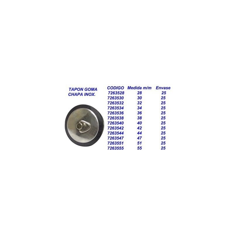 immagine 0 del prodotto tappo lavello in gomma 42 con piastra in acciaio inox 7263542