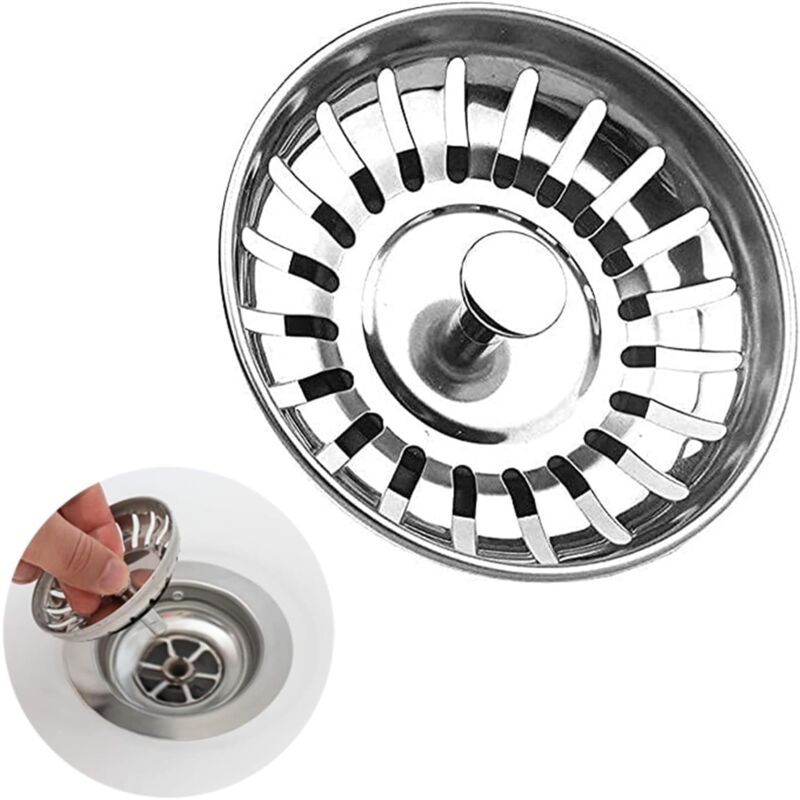 foto del prodotto tappo per lavello da cucina da 78 mm, filtro per lavello da cucina, tappo per lavello in acciaio inossidabile scarico per lavello scarico per