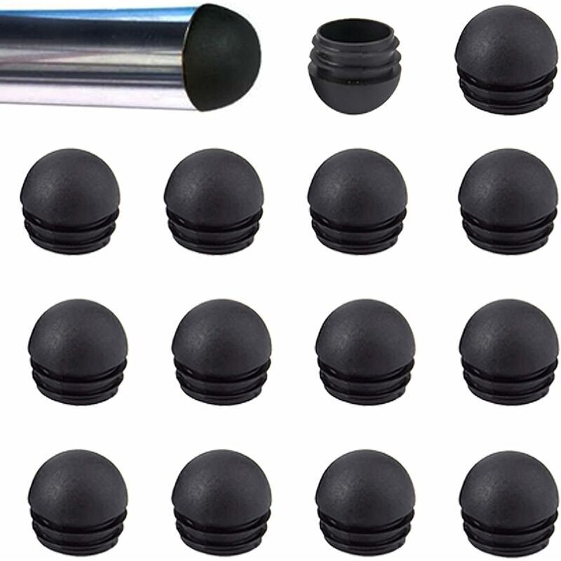 foto del prodotto tappo per sedia rotondo nero da 25 mm, per piedini per mobili, con scanalature, per tavolo e sedia, 30 pezzi.