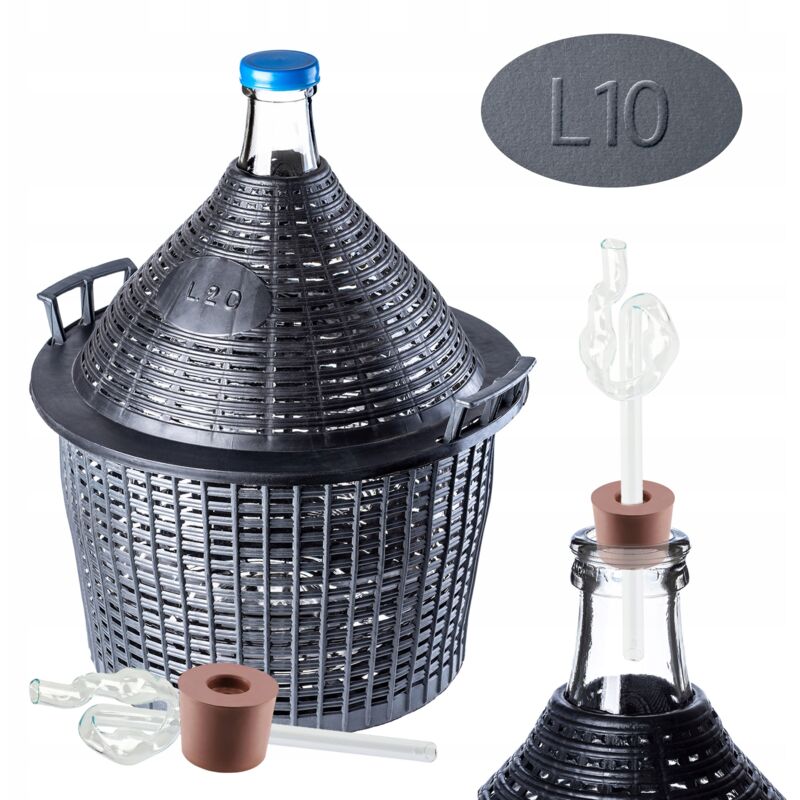 foto del prodotto tappo per tubo per fiaschetta da vino kadax wine carboy da 10 litri in set di cestini