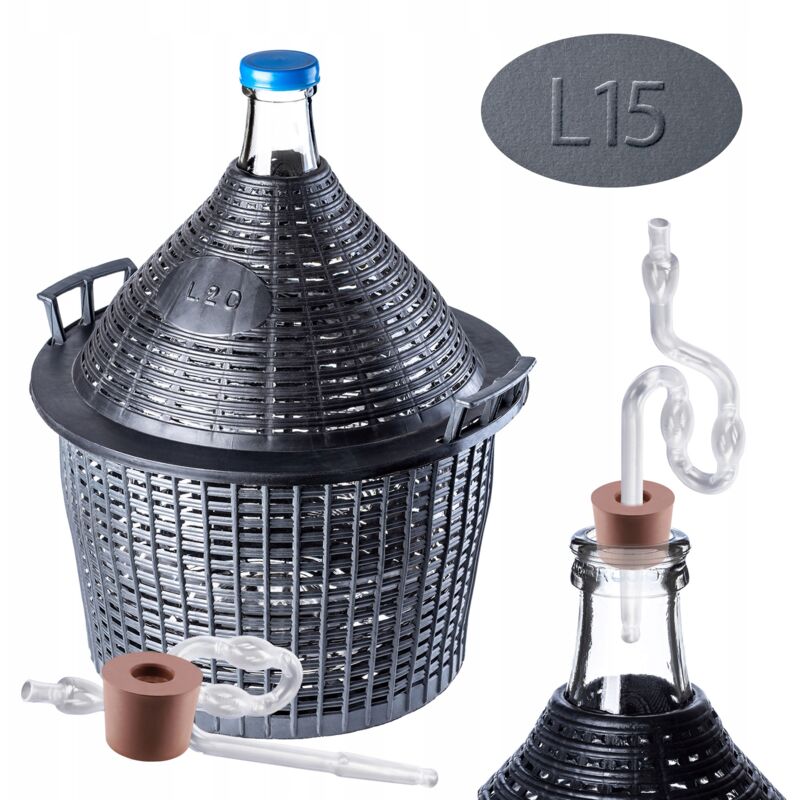 foto del prodotto tappo per tubo per palloncino da vino kadax wine carboy da 15 litri in set di cestini
