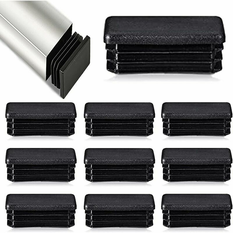 foto del prodotto tappo per tubo rettangolare da 12 pezzi 80 x 40 mm, tappo per tubo in metallo per sedie e mobili in rattan, nero 