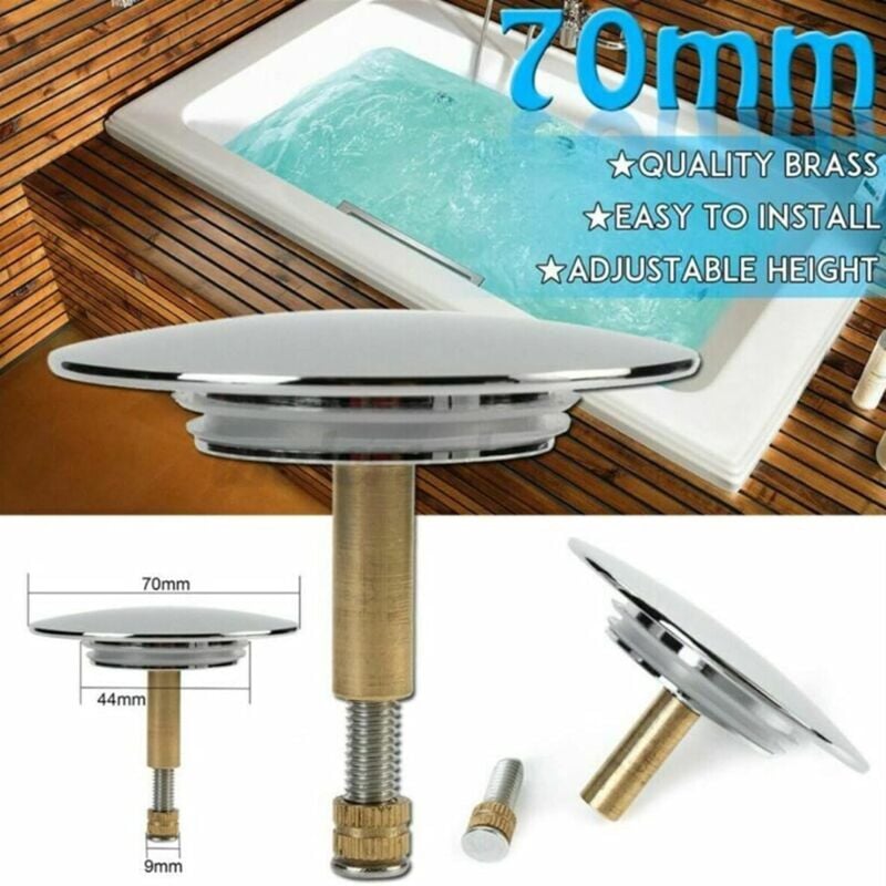 foto del prodotto tappo per vasca da bagno ymyny a doppia guarnizione, diametro 72 mm, altezza regolabile