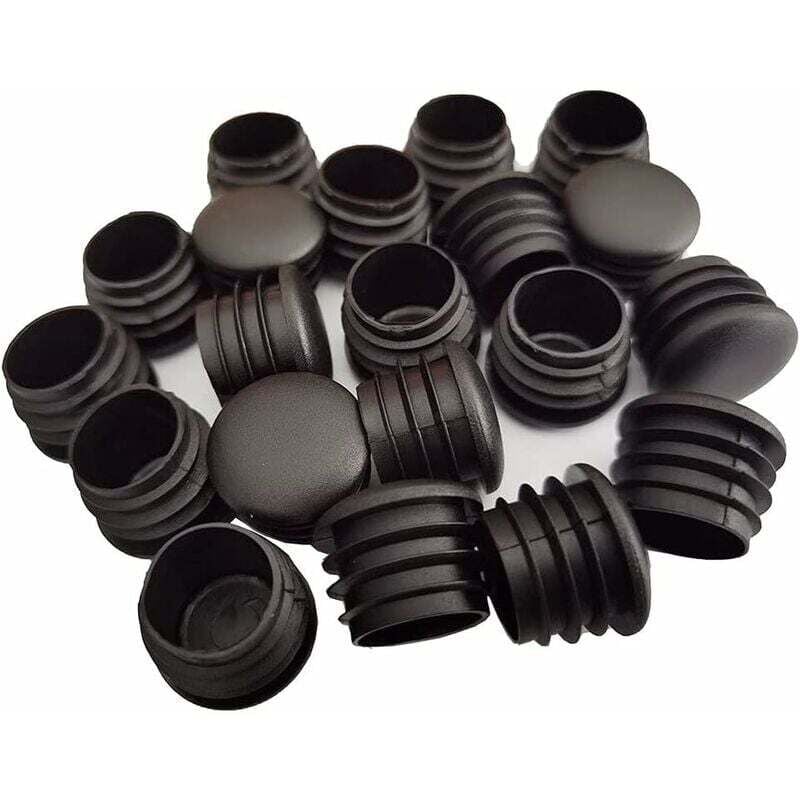 foto del prodotto tappo rotondo in plastica, 20 pezzi tappo terminale per tubo nero tappo per sedia scivoli tappo terminale per mobili rotondo inserto per copertura