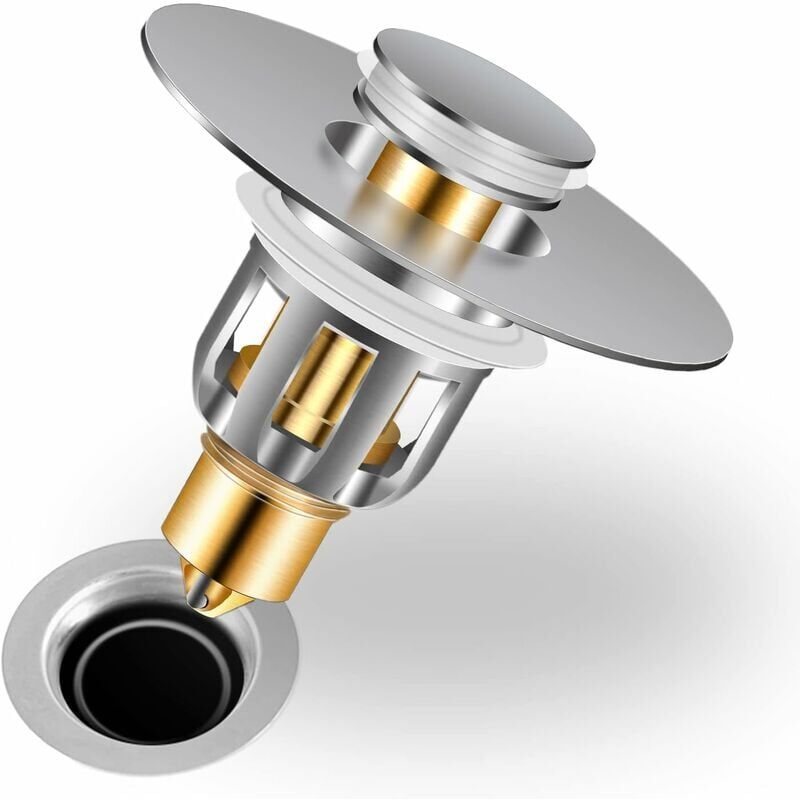foto del prodotto tappo universale per lavandino, tappo per vasca da bagno, filtro anti intasamento, scarico per lavandino per fori da 28 48 mm, tappo per lavandino in