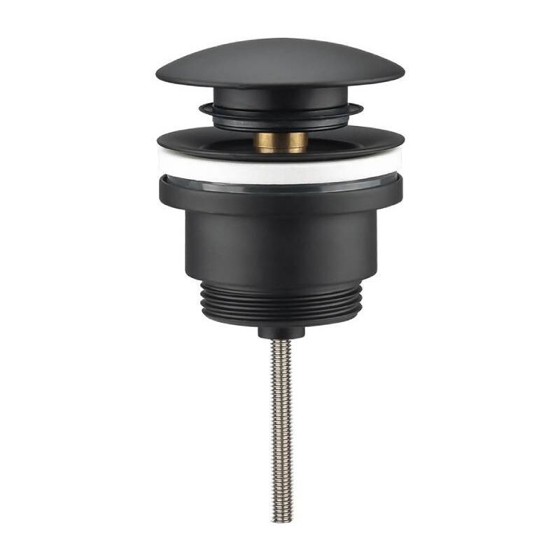 foto del prodotto tappo universale per lavandino tappo universale per lavandino nero opaco compatibile con valvola di ritegno e troppo pieno ideale per bagni e