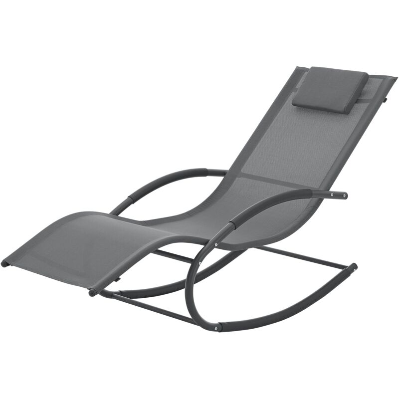 foto del prodotto tarent lettino prendisole a dondolo in tessuto acciaio 174 x 63 x 88 cm grigio scuro 030006404