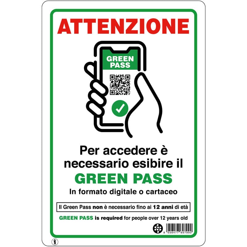 foto del prodotto targa 20x30 esibire green pass