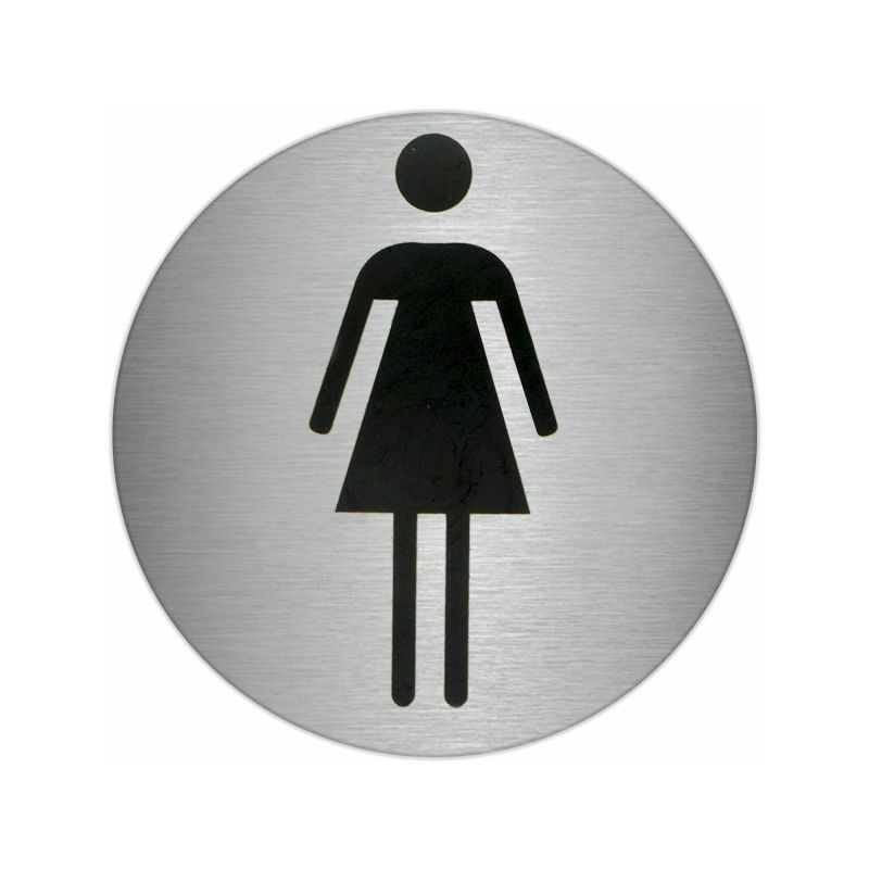 foto del prodotto targa adesiva bagno donna acciaio inox 7 cm.