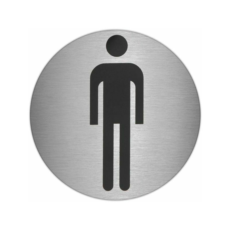 foto del prodotto targa adesiva bagno uomo acciaio inox 7 cm.