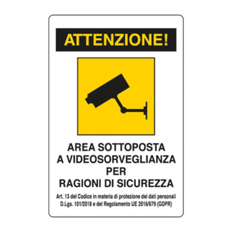 foto del prodotto targa area sotto videosorveglianza 300x200 alluminio . prezzo per 1 pezzo.