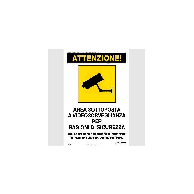 foto del prodotto targa area videosorvegliata ragioni di sicurezza 20x30 exofix