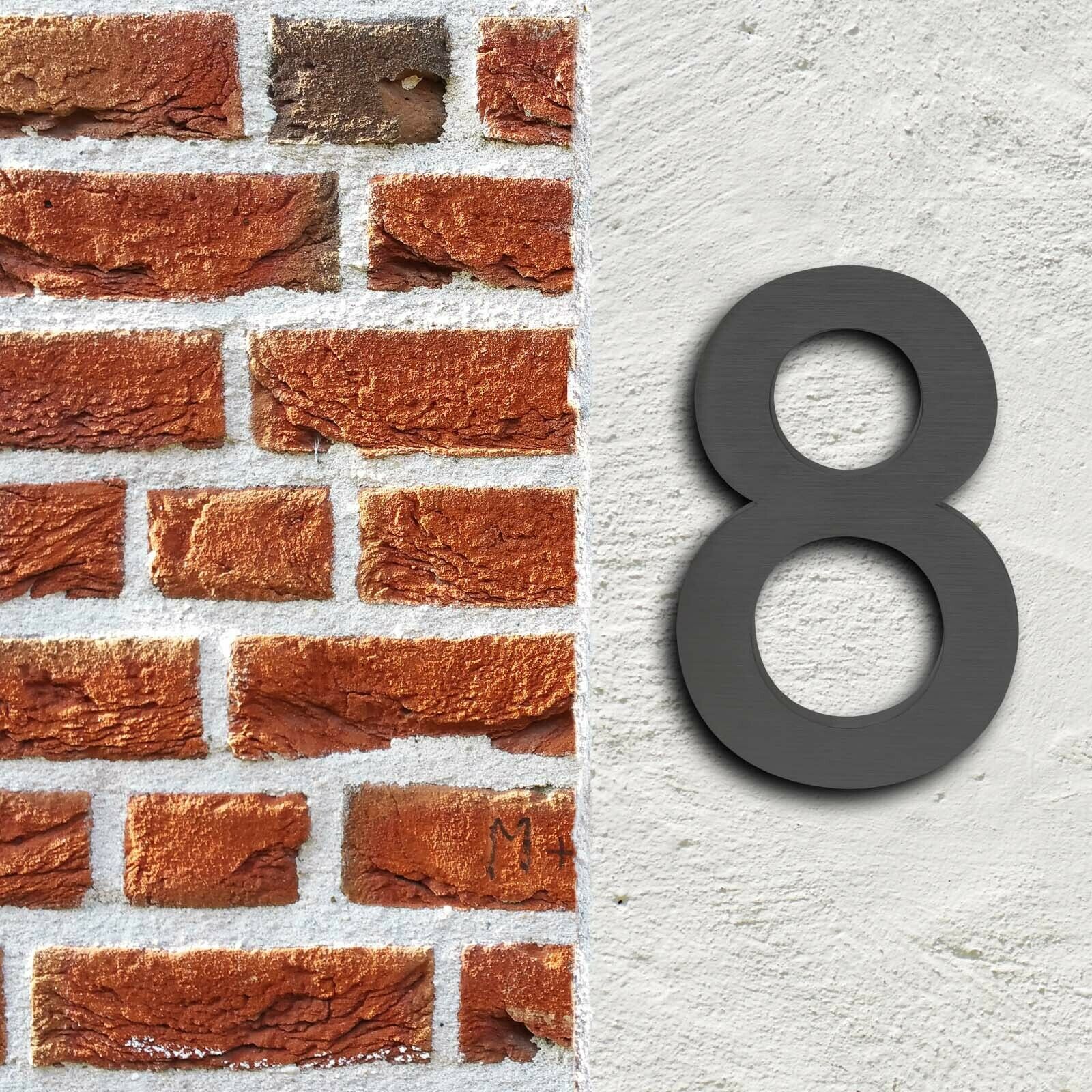 foto del prodotto targa con numero civico 8 arial antracite 3d 20 cm acciaio pregiato resistente alle intemperie 16 0001445