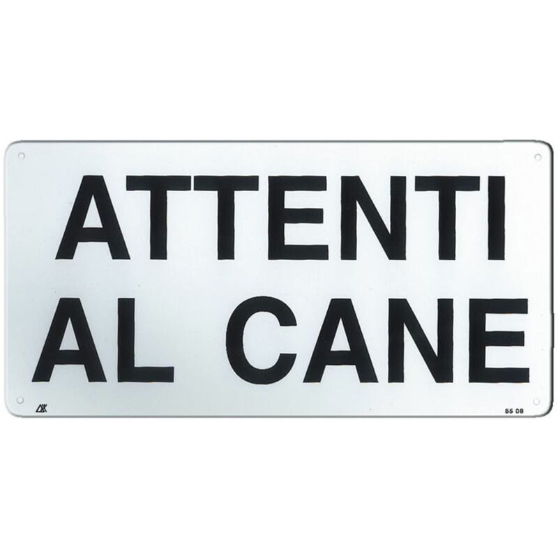 foto del prodotto targa in metallo attenti al cane