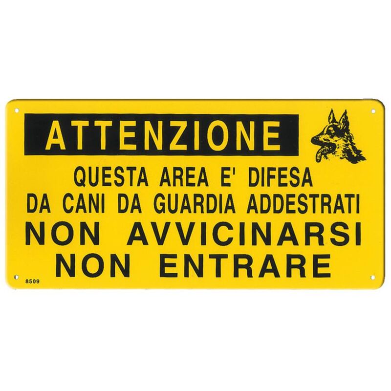 foto del prodotto targa in metallo attenzione non avvicinarsi non entrare