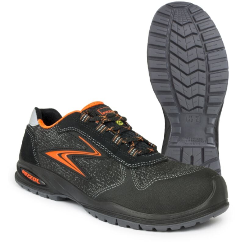 foto del prodotto targa s3 scarpe da lavoro basse invernali antinfortunistiche n.41 in pelle nera arancione metal free made in italy idrorepellente nero arancione 41
