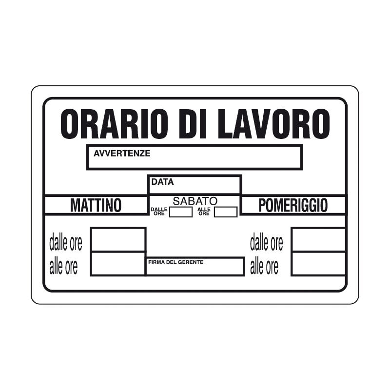 foto del prodotto targa segnal.orario di lavoro