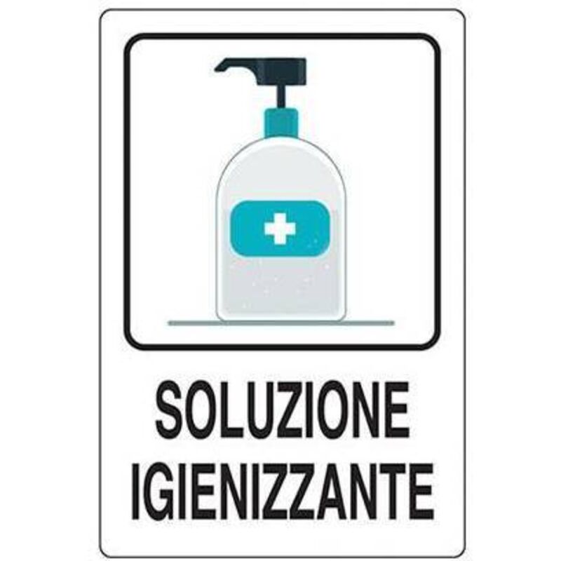 foto del prodotto targa segnaletica covid soluzione igienizzante alluminio 20x30