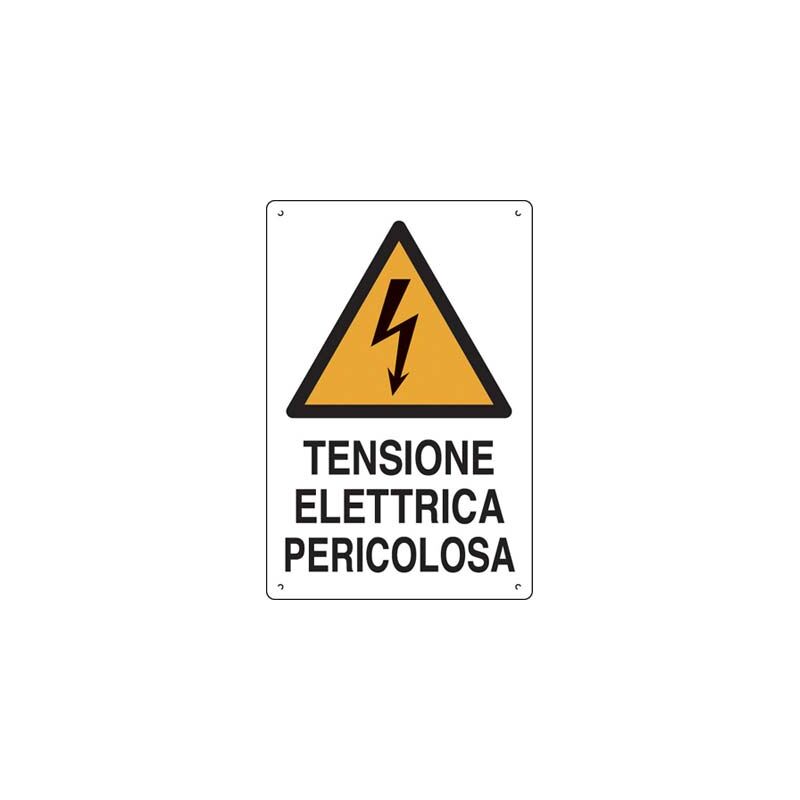 foto del prodotto targa segnaletica tensione elettrica pericolosa pp cm 40x60