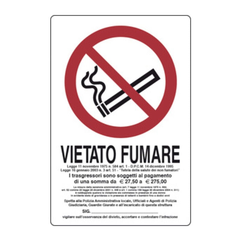 foto del prodotto targa segnaletica vietato fumare l.311 1 300x200. prezzo per 1 pezzo.
