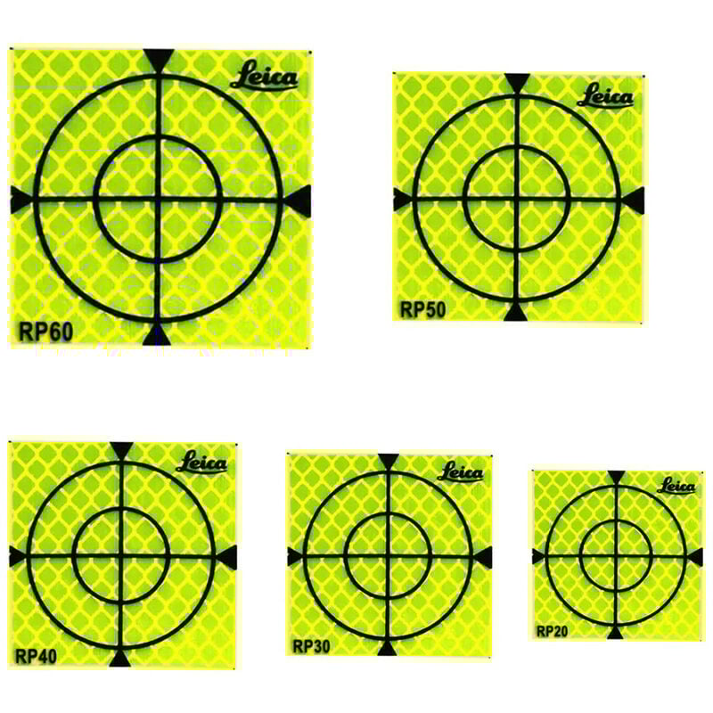 foto del prodotto target riflettenti fluo rifrangenti adesivi 20 30 40 50 60mm con croce di mira 20 pezzi misura 20mm x 20mm