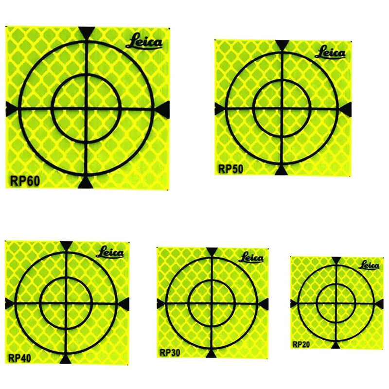 foto del prodotto target riflettenti fluo rifrangenti adesivi 20 30 40 50 60mm con croce di mira 20 pezzi misura 50mm x 50mm