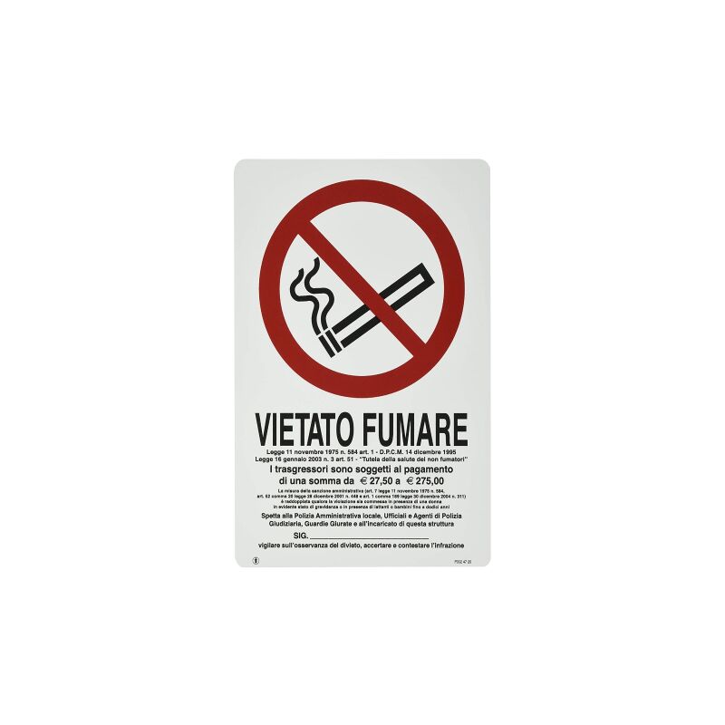 foto del prodotto targhe segnaletiche 20x30 targhe vietato fumare norme legge