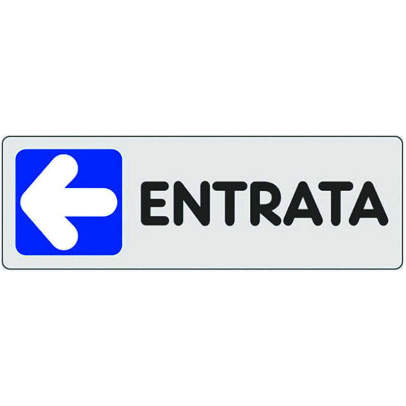 foto del prodotto targhetta adesiva entrata freccia a sinistra cm.15x5h.