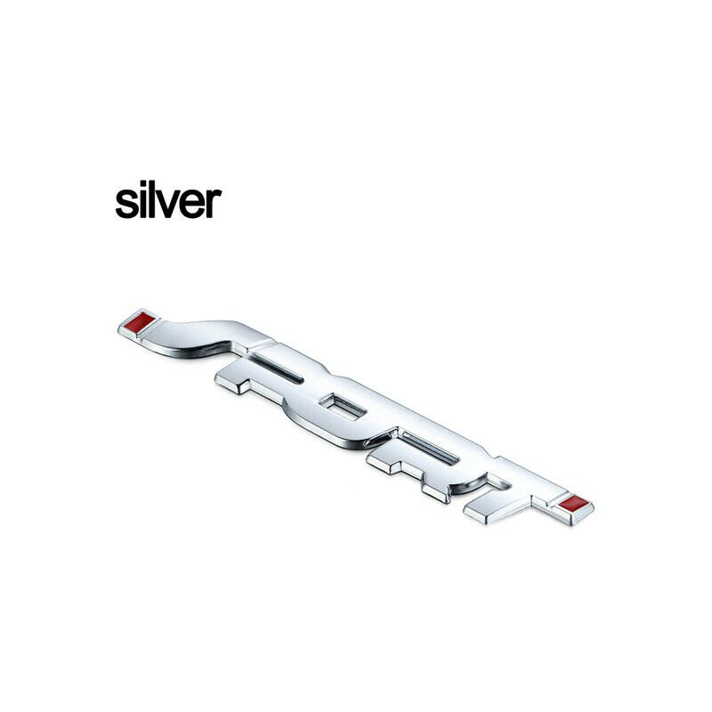 foto del prodotto targhetta adesiva scritta sport in rilievo metal 3d colore grigio