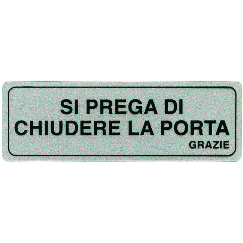 foto del prodotto targhetta adesiva si prega di chiudere la porta grazie cm.15x5h.