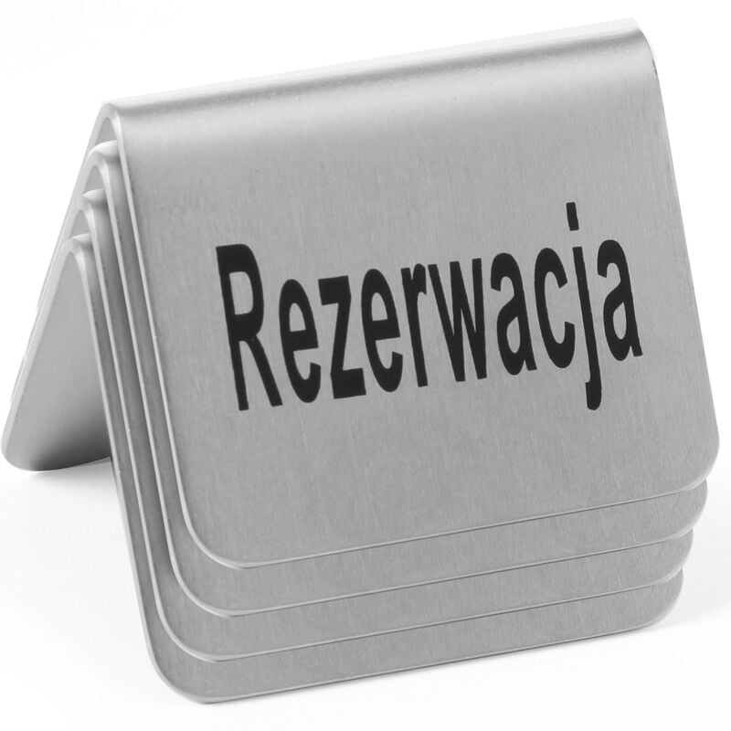 foto del prodotto targhetta informativa prenotazione, acciaio cromato, set da 4 pz. hendi 663714