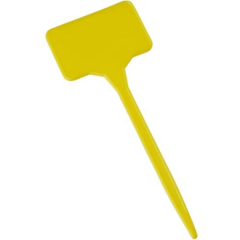 foto del prodotto targhette per piante in giallo, 15 cartelli per erbe aromatiche in giallo, per scrivere, set di tappi per erbe per interni ed esterni, etichette per