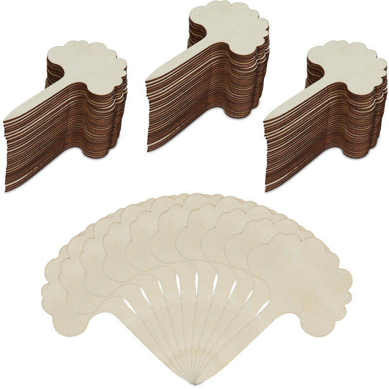 foto del prodotto targhette per piante, set da 100, lavagnette da giardino per erbe aromatiche, hxl 10 x 6 cm, legno, naturale relaxdays