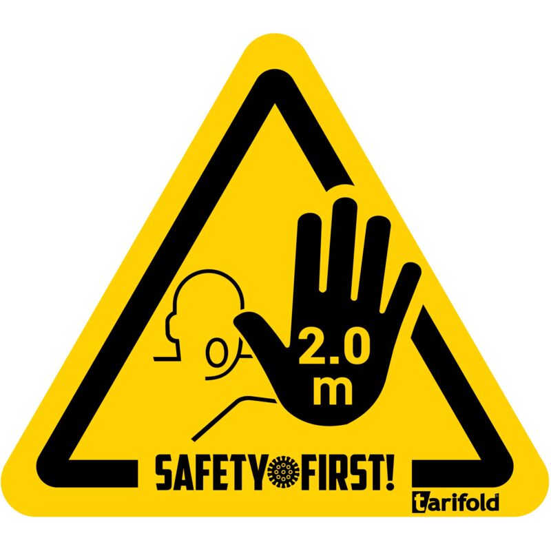 foto del prodotto tarifold es 197855 confezione 4u. segnaletica adesiva per pavimento stop, mantenere la distanza di sicurezza antiscivolo e resistente, 150 x