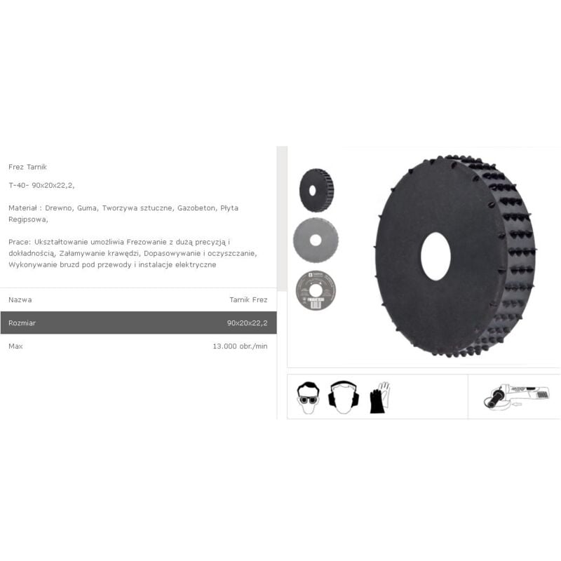 foto del prodotto tarpol tarnik frez fi 90mm x 20 x 22,2mm t 40