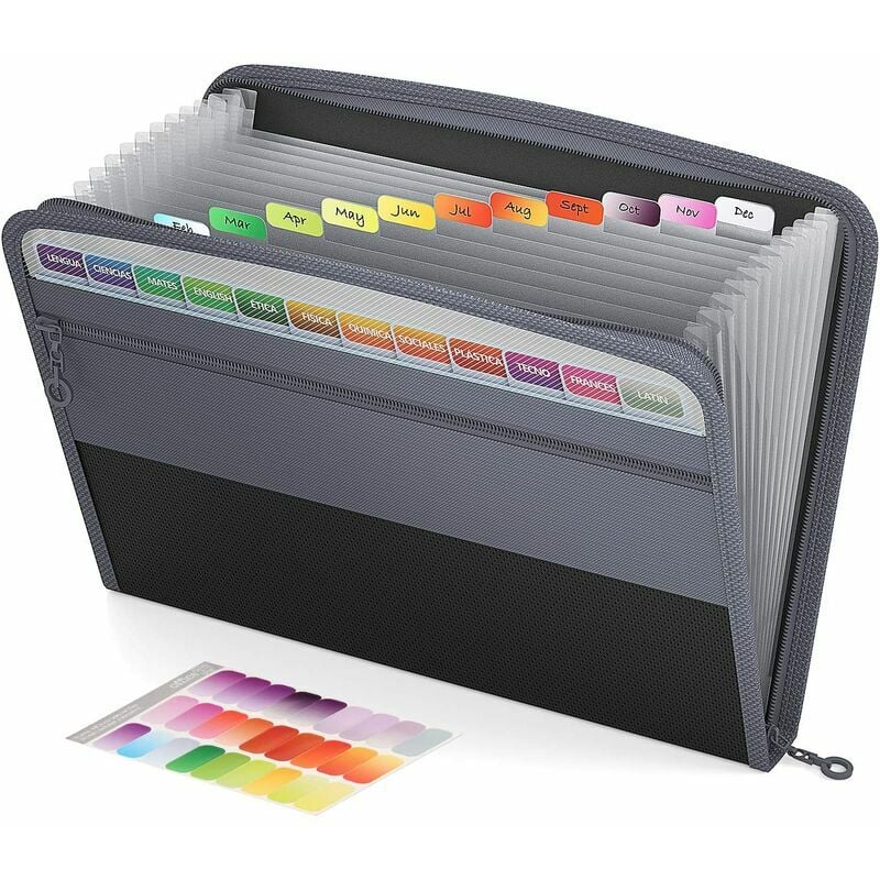foto del prodotto tasche per documenti espandibili tasche per documenti, separatore di documenti a4 con cerniera, portadocumenti per cartelle a fisarmonica con tasca