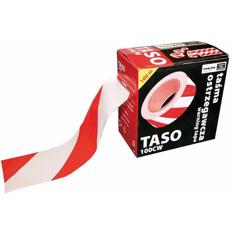 foto del prodotto taso100cw nastro segnaletico, colore rosso bianco reis